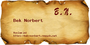 Bek Norbert névjegykártya
