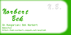 norbert bek business card